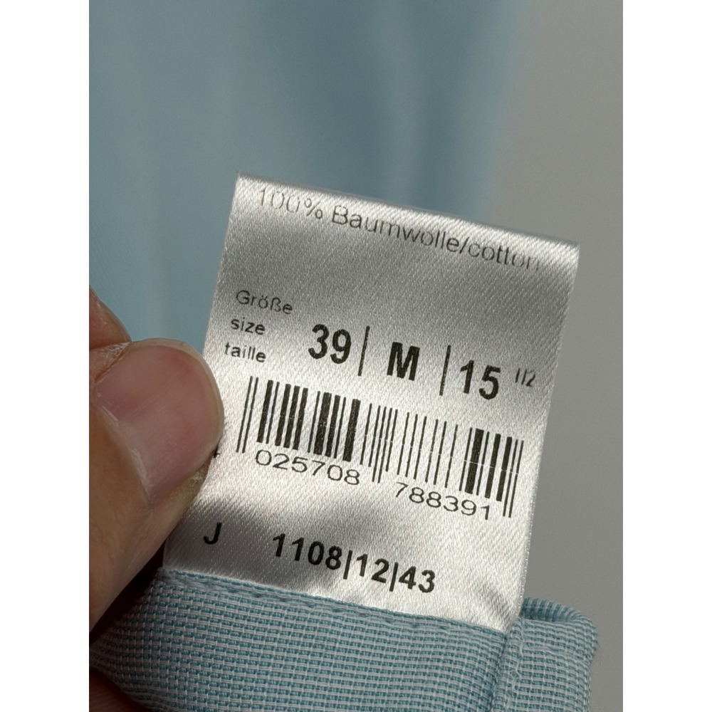 Olymp Luxor Mens Light Blue Short Sleeve Button Down Cotton Shirt Size 15.5 39 - Picture 4 of 5